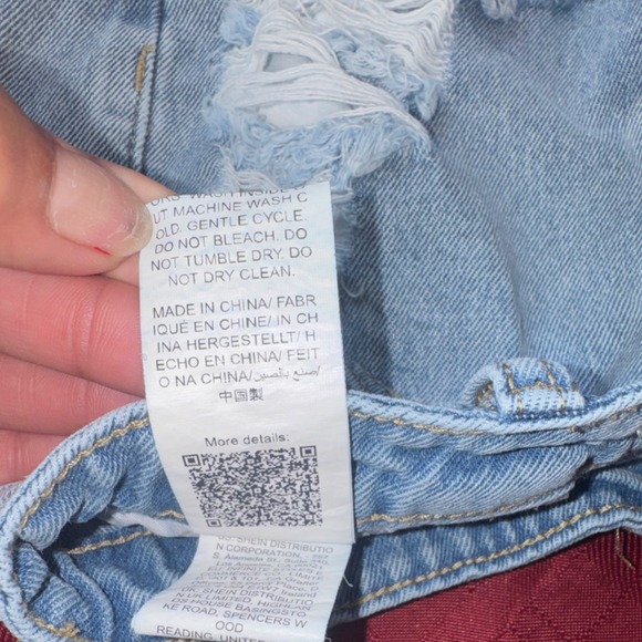 SHEIN Light Blue Distressed Cut-Off Denim Shorts Girls Size 8-9Y - Picture 7 of 7